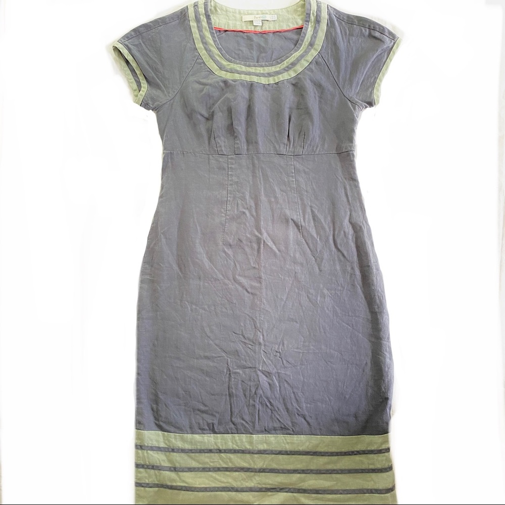 Boden Blue/Green Linen Sheath Dress US 2